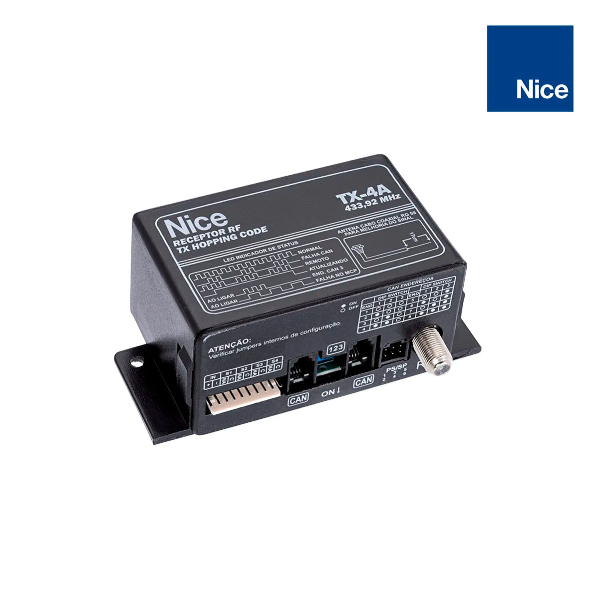 Receptor TX-4A RF Para Controles Linear Nice Com 4 relés